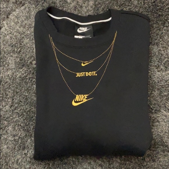 Nike women's black gold necklace crew sweatshirt Clearance